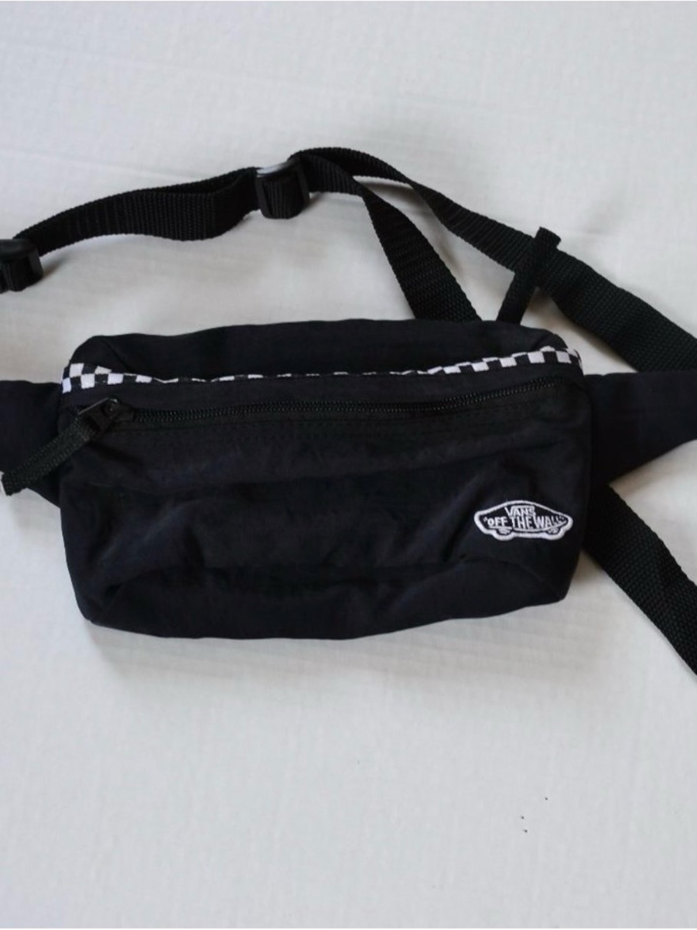 Vans Black Waist Bag with White Checker Detail